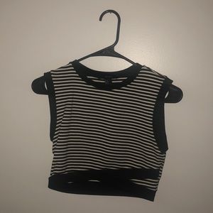 White with black striped crop top